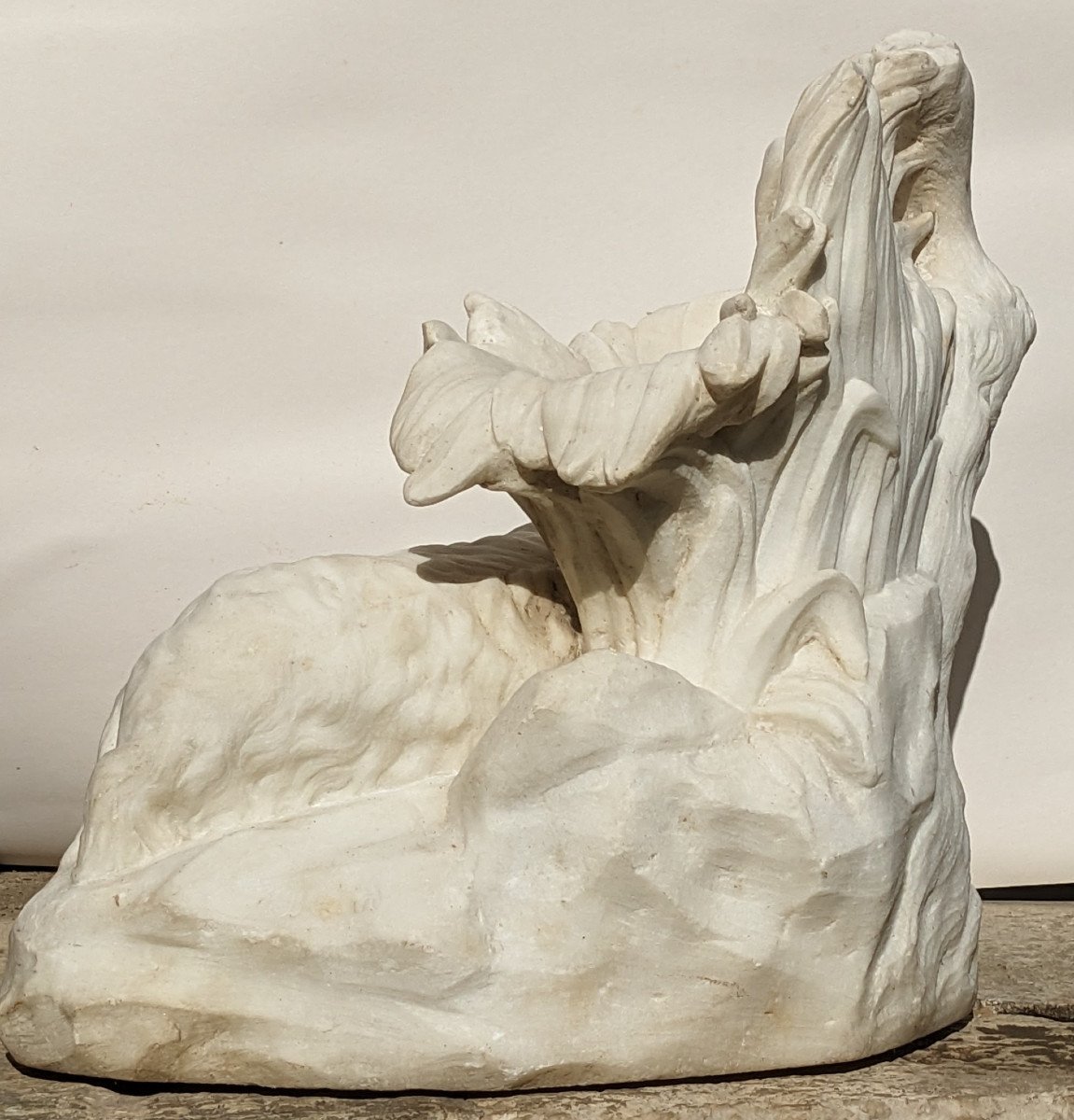 White Marble Sculpture Representing A Goat.-photo-2