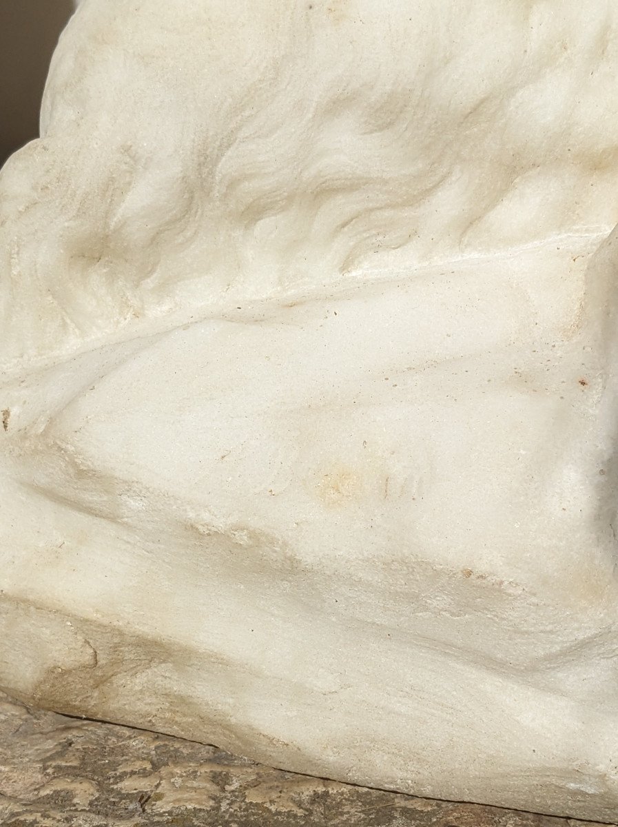 White Marble Sculpture Representing A Goat.-photo-3