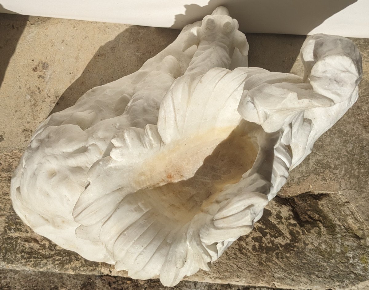 White Marble Sculpture Representing A Goat.-photo-4