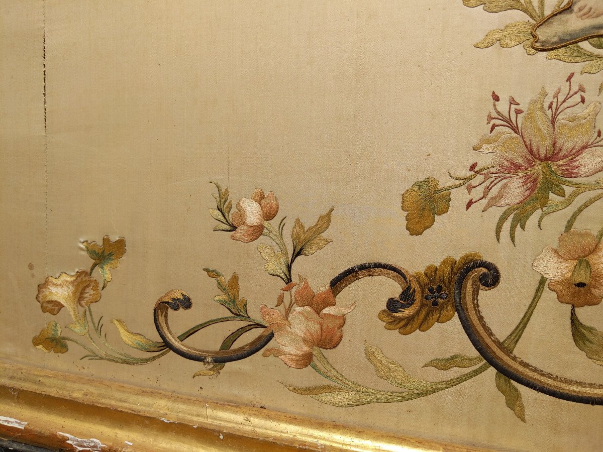 Louis XV Embroidered Silk Antependium Or Altar Front-photo-5