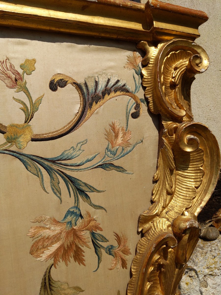 Louis XV Embroidered Silk Antependium Or Altar Front-photo-6