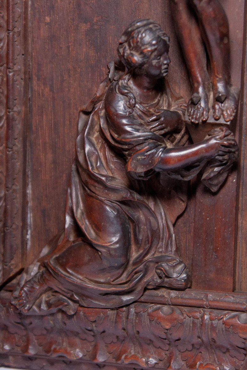 Christ And Mary Magdalene, Framed Group In Saint Lucie Wood, School Of Nancy Around 1700 -photo-3