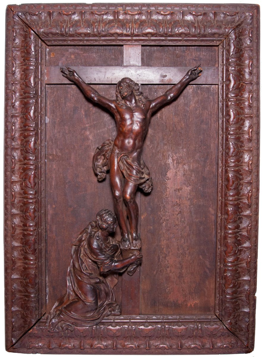 Christ And Mary Magdalene, Framed Group In Saint Lucie Wood, School Of Nancy Around 1700 