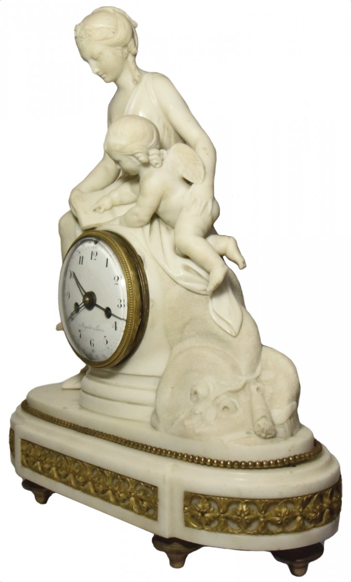 Marble Mantelclock Attributed To Ignace Or Joseph Broche Circa 1780-1790-photo-2