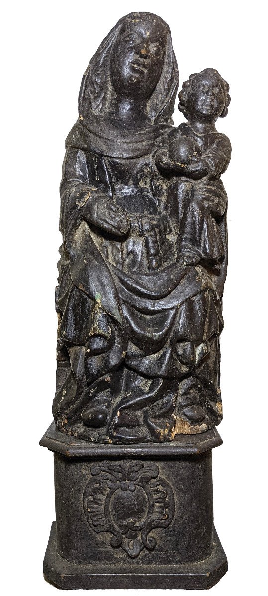 Vierge à l'Enfant assise en bois - XVe siècle