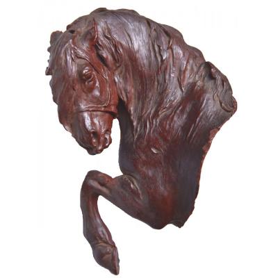 Buste de cheval en cire, sculpture originale
