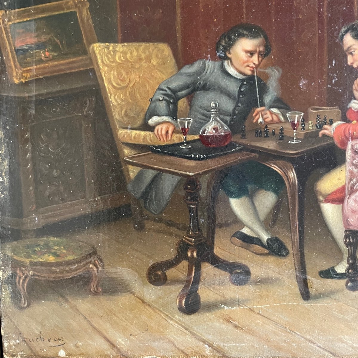 The Chess Players Oil On Canvas-photo-1