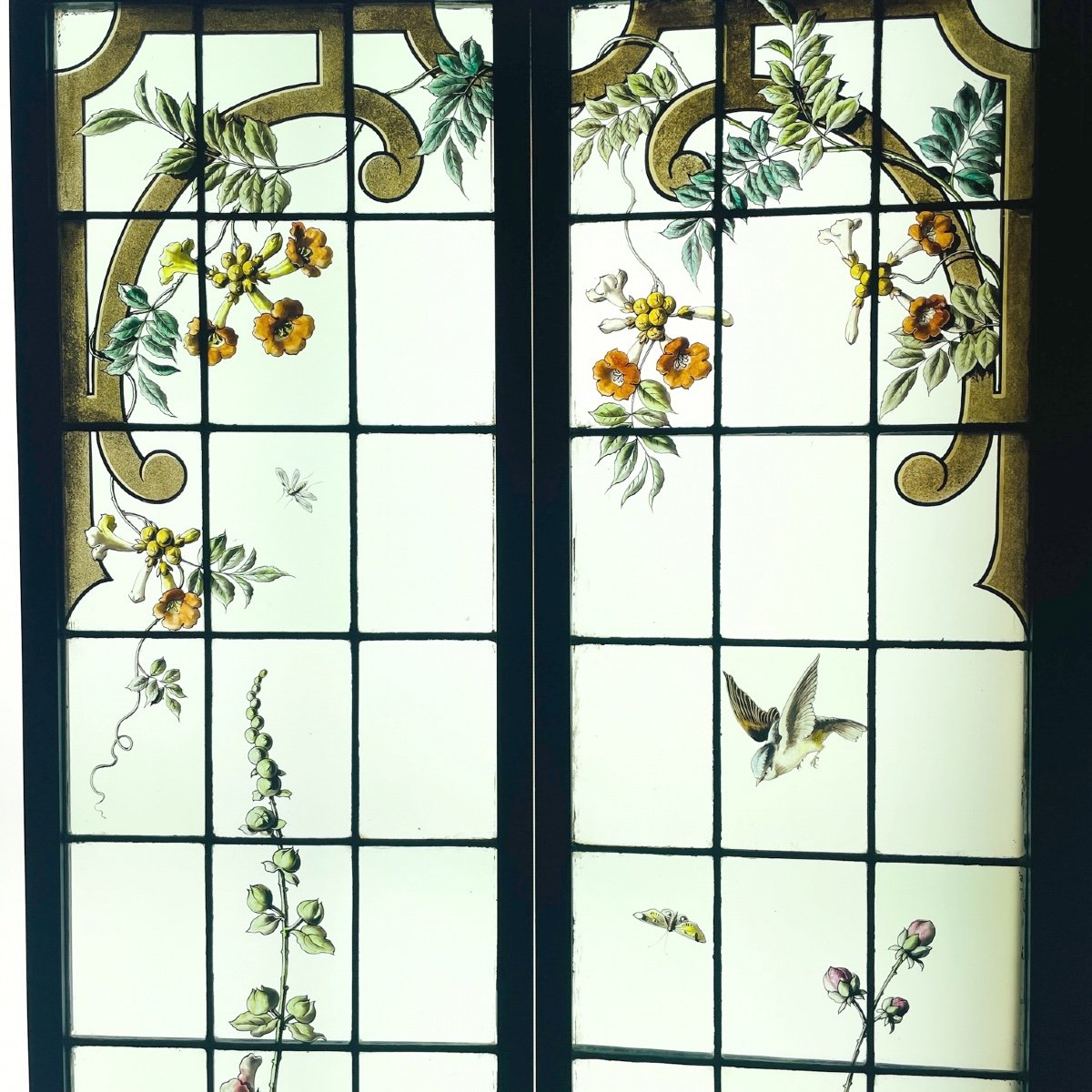 Stained Glass Windows With Flowers And Birds-photo-2