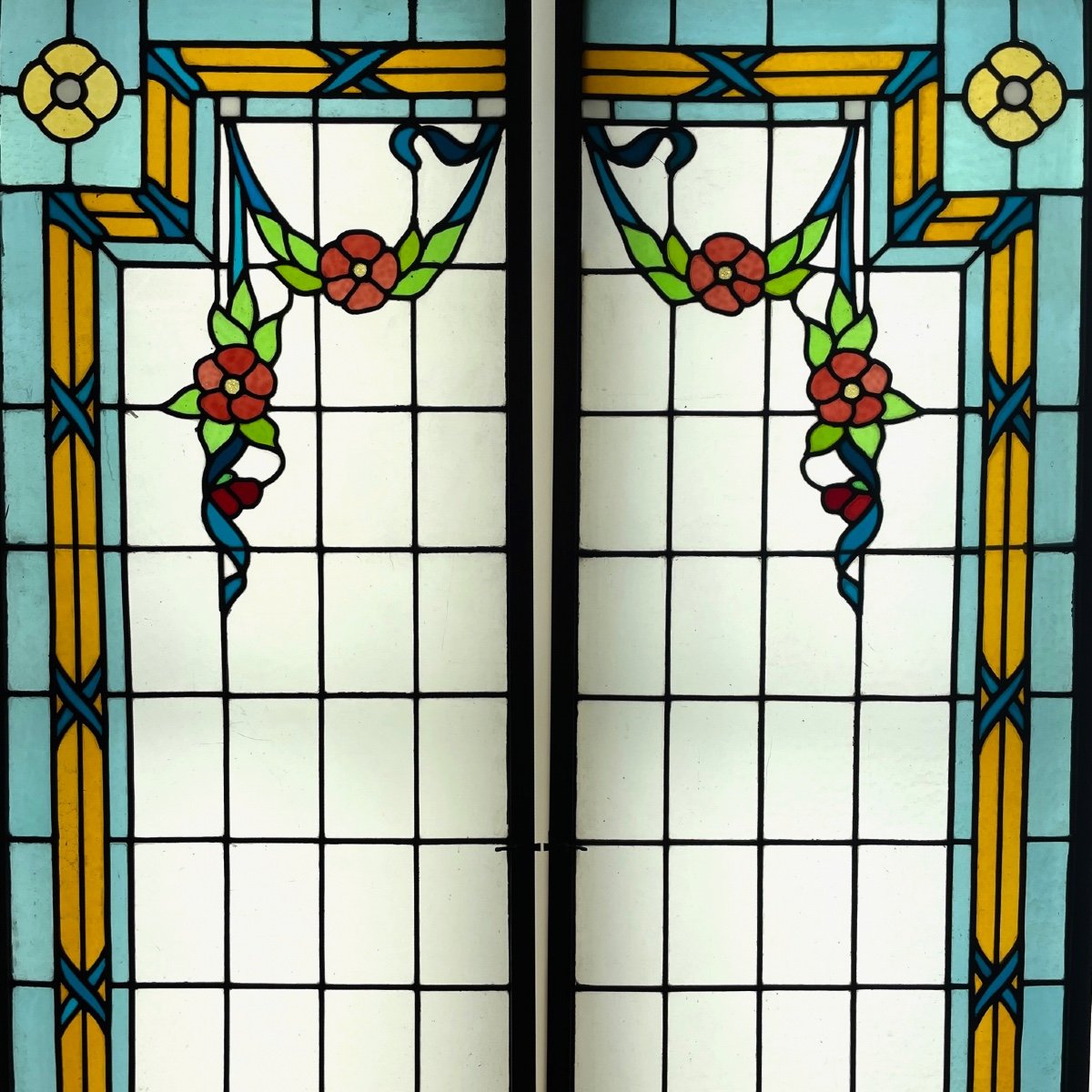 Stained Glass Window With Flower Garlands-photo-2