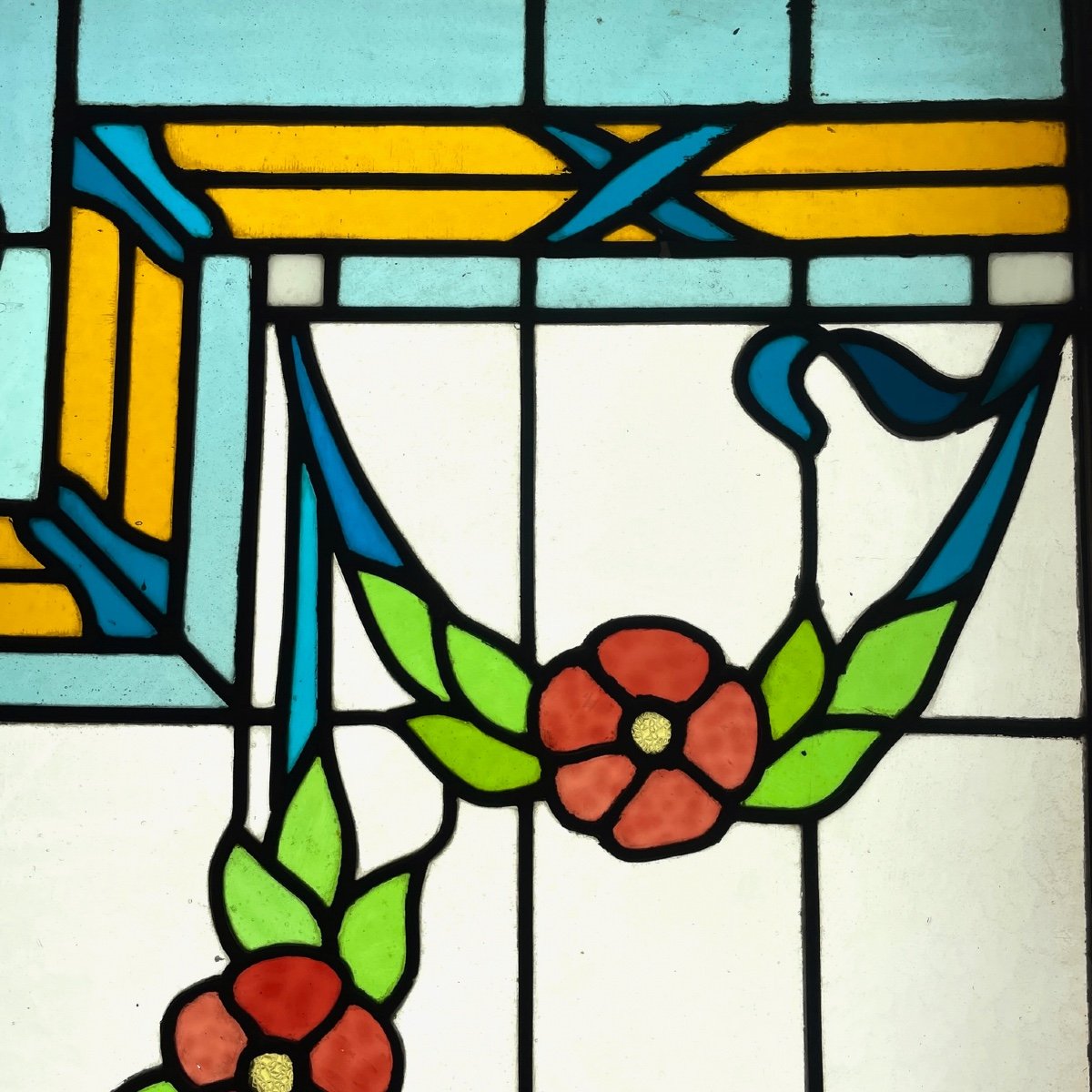 Stained Glass Window With Flower Garlands-photo-1