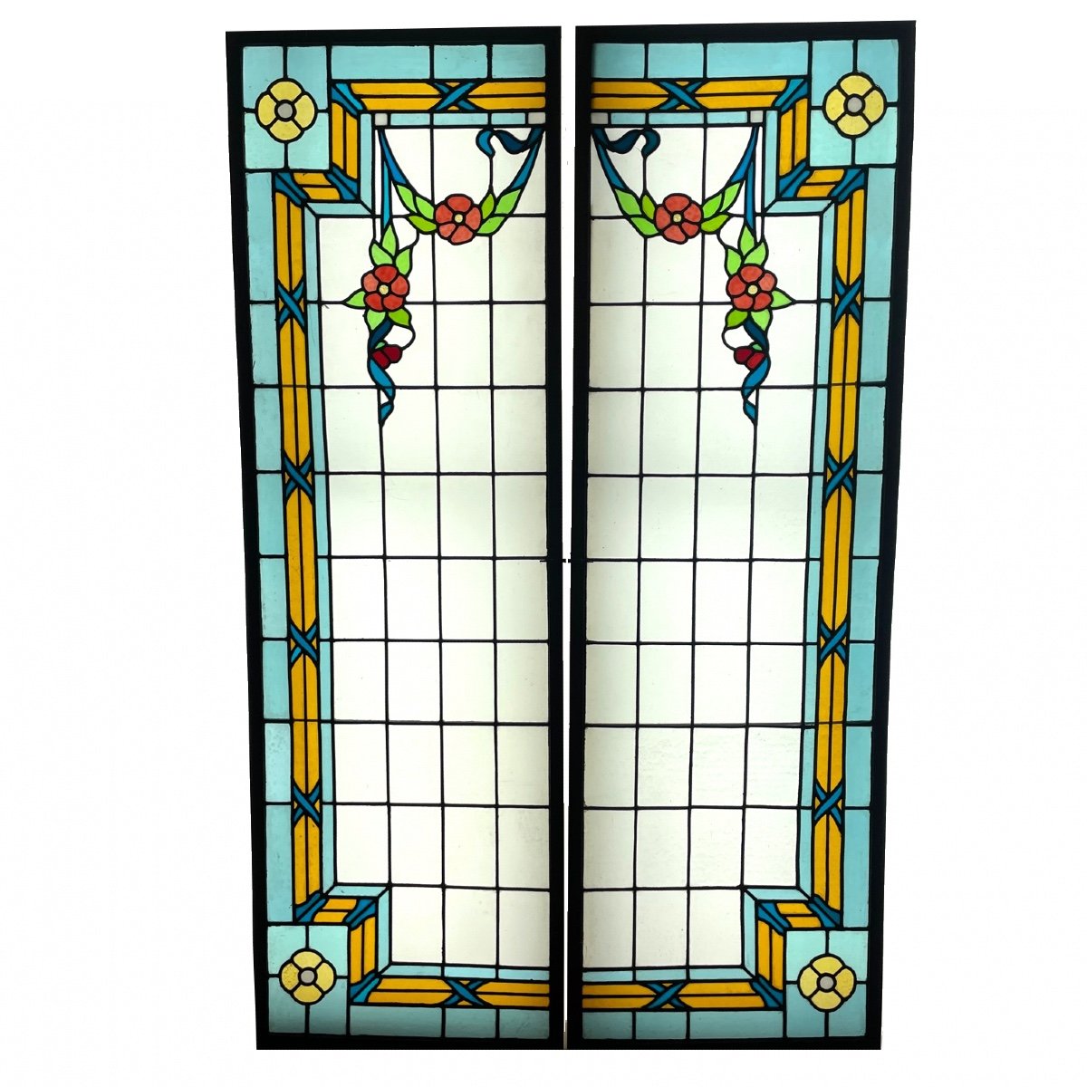 Stained Glass Window With Flower Garlands