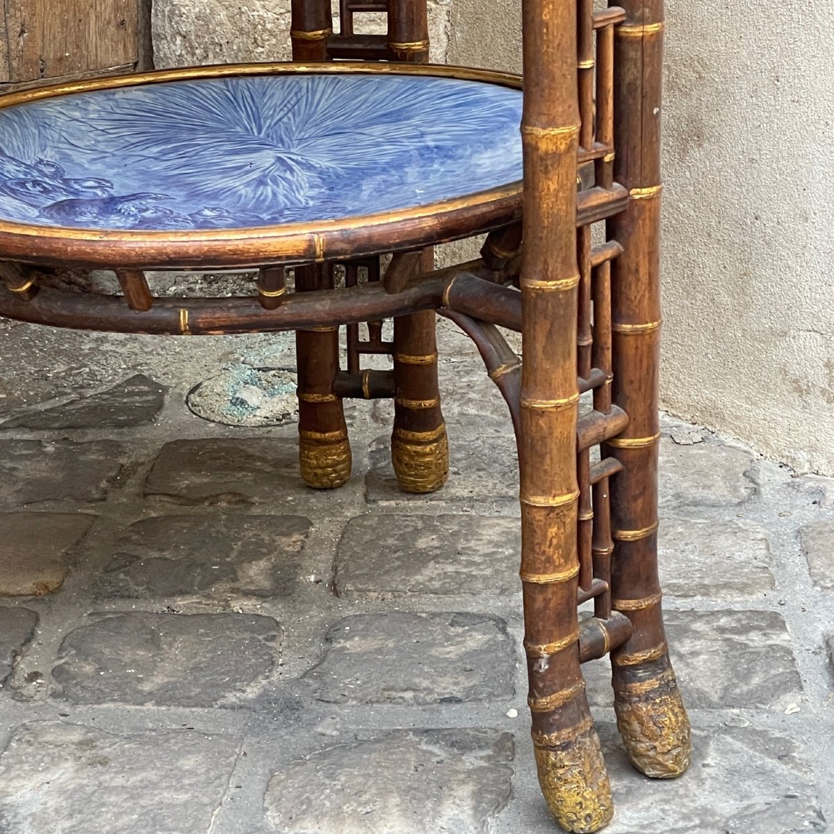 Bamboo Pedestal Table Attributed To Perret-vibert-photo-3