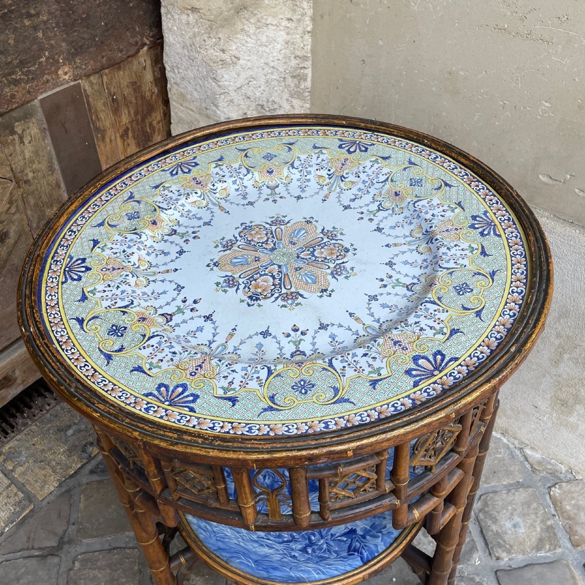 Bamboo Pedestal Table Attributed To Perret-vibert-photo-4