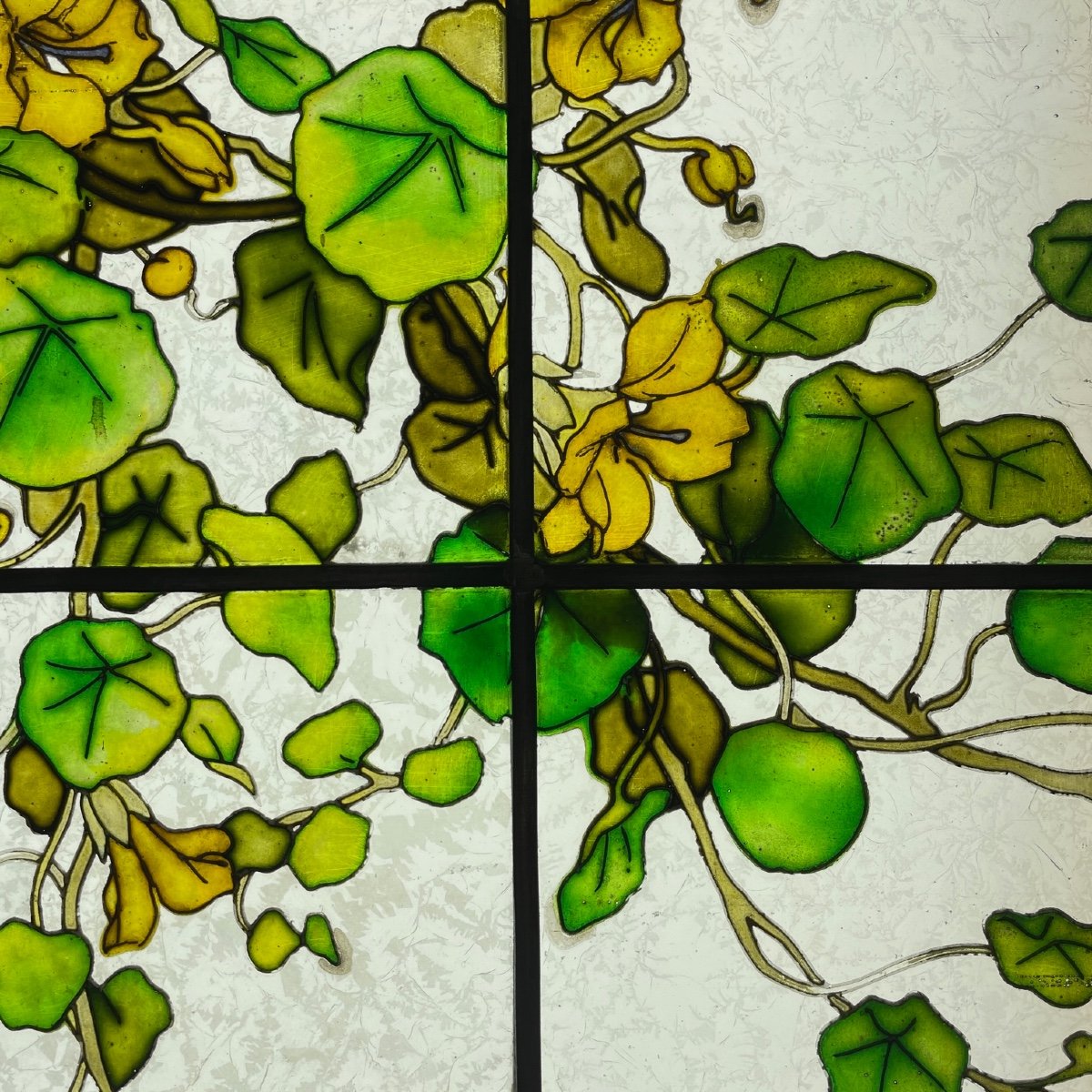 Stained Glass Window With Irises And Nasturtiums-photo-4