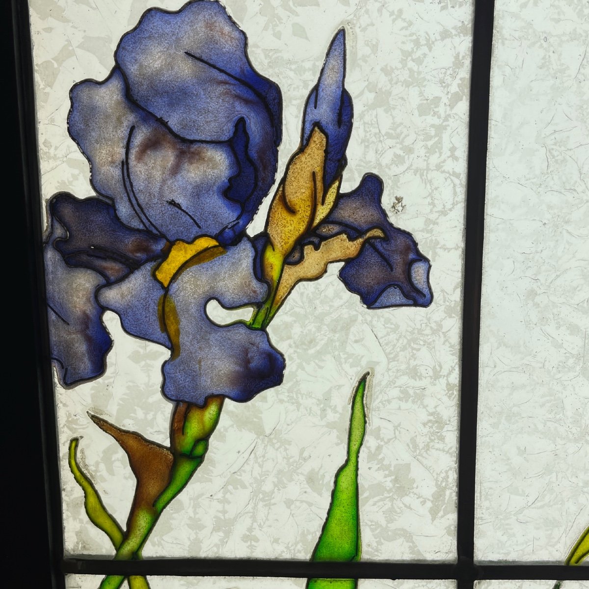 Stained Glass Window With Irises And Nasturtiums-photo-1