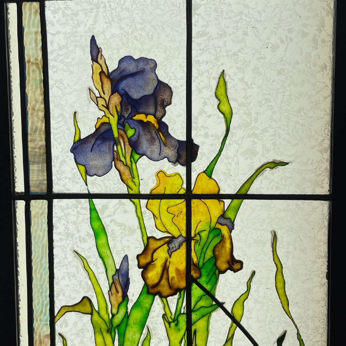 Stained Glass Window With Irises And Nasturtiums-photo-2