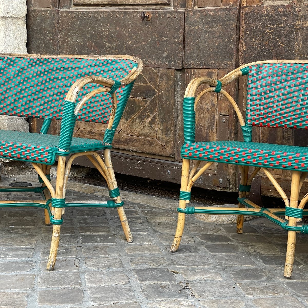 Pair Of Rattan Benches-photo-1