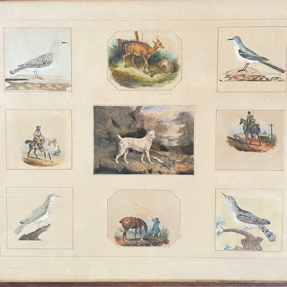 Paire De Gravures Et Dessins De Chasse-photo-2