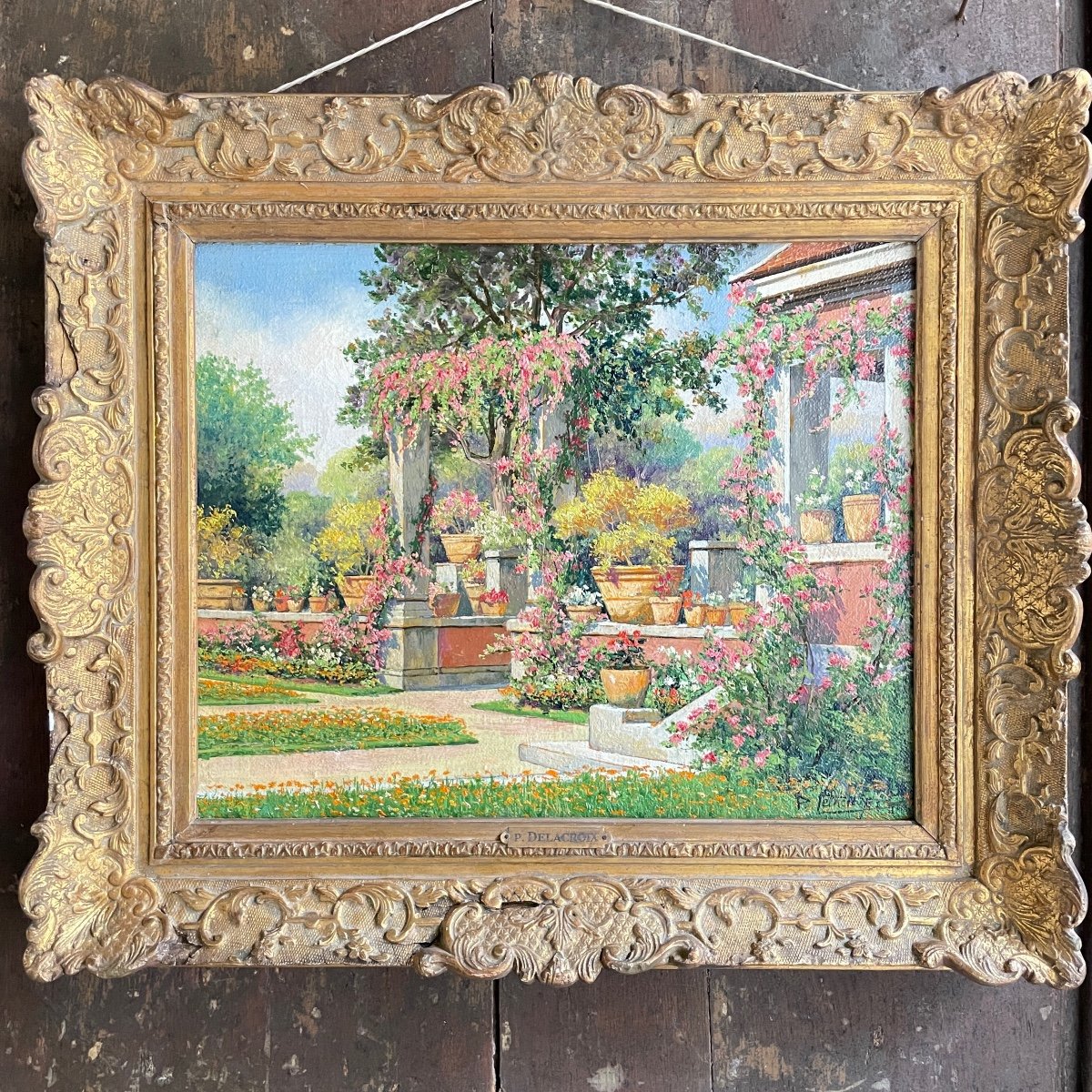 The Flower Garden Hst Signed Pauline Delacroix (1863-1912)-photo-2