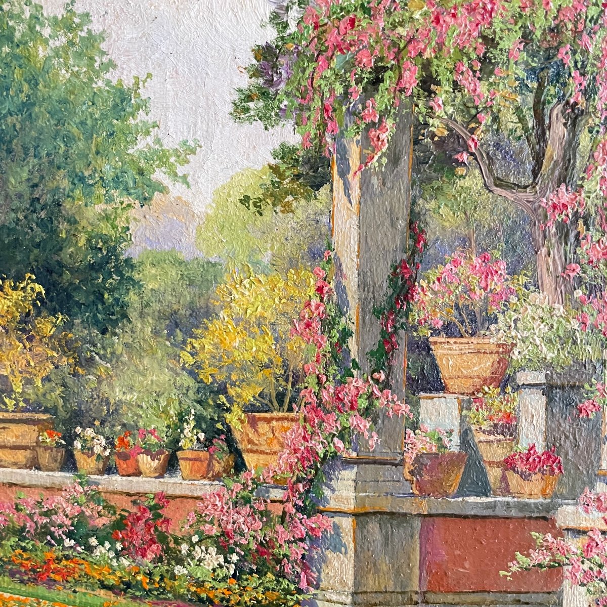 The Flower Garden Hst Signed Pauline Delacroix (1863-1912)-photo-1
