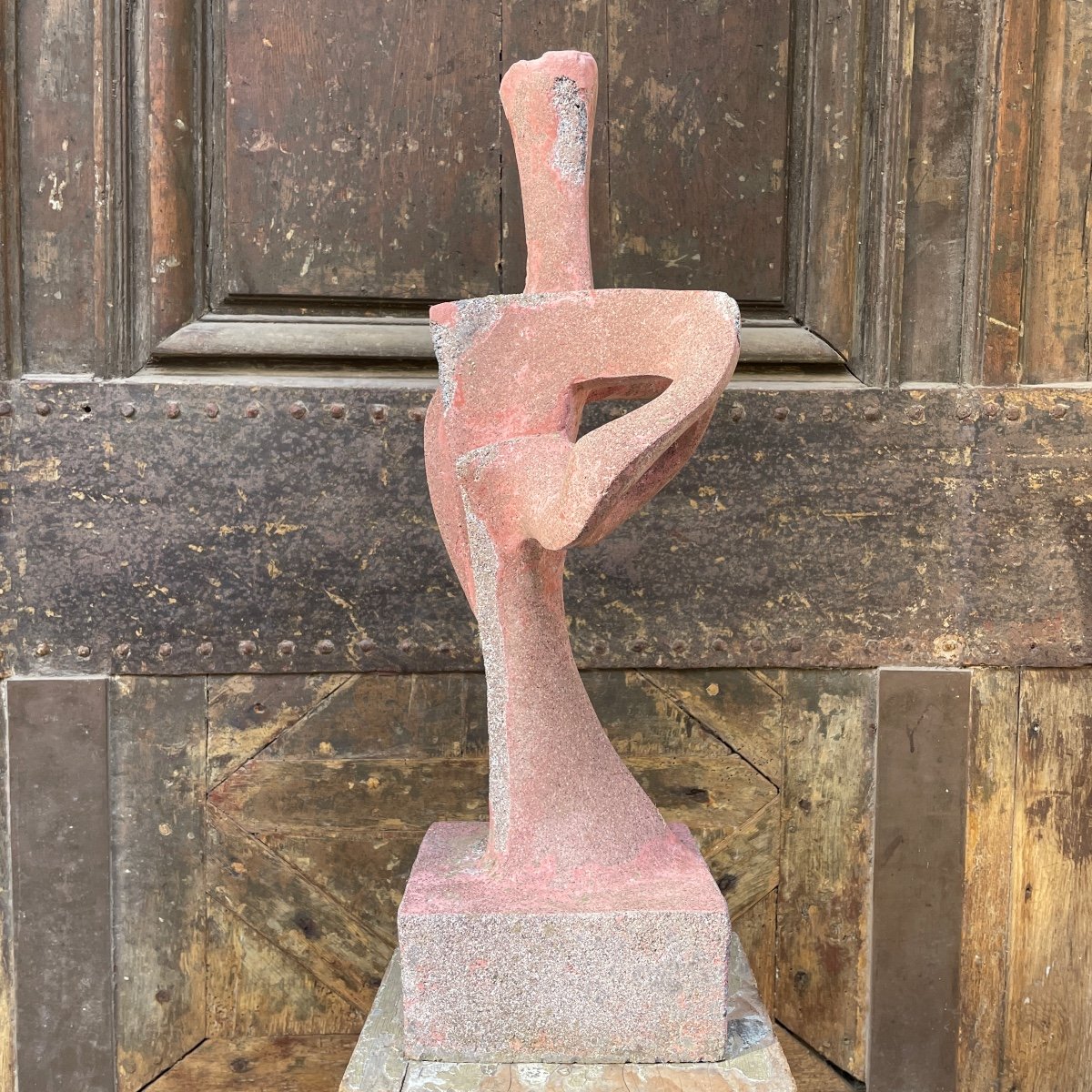 Polychrome Cement Sculpture By Szendy (1903-1972)-photo-1