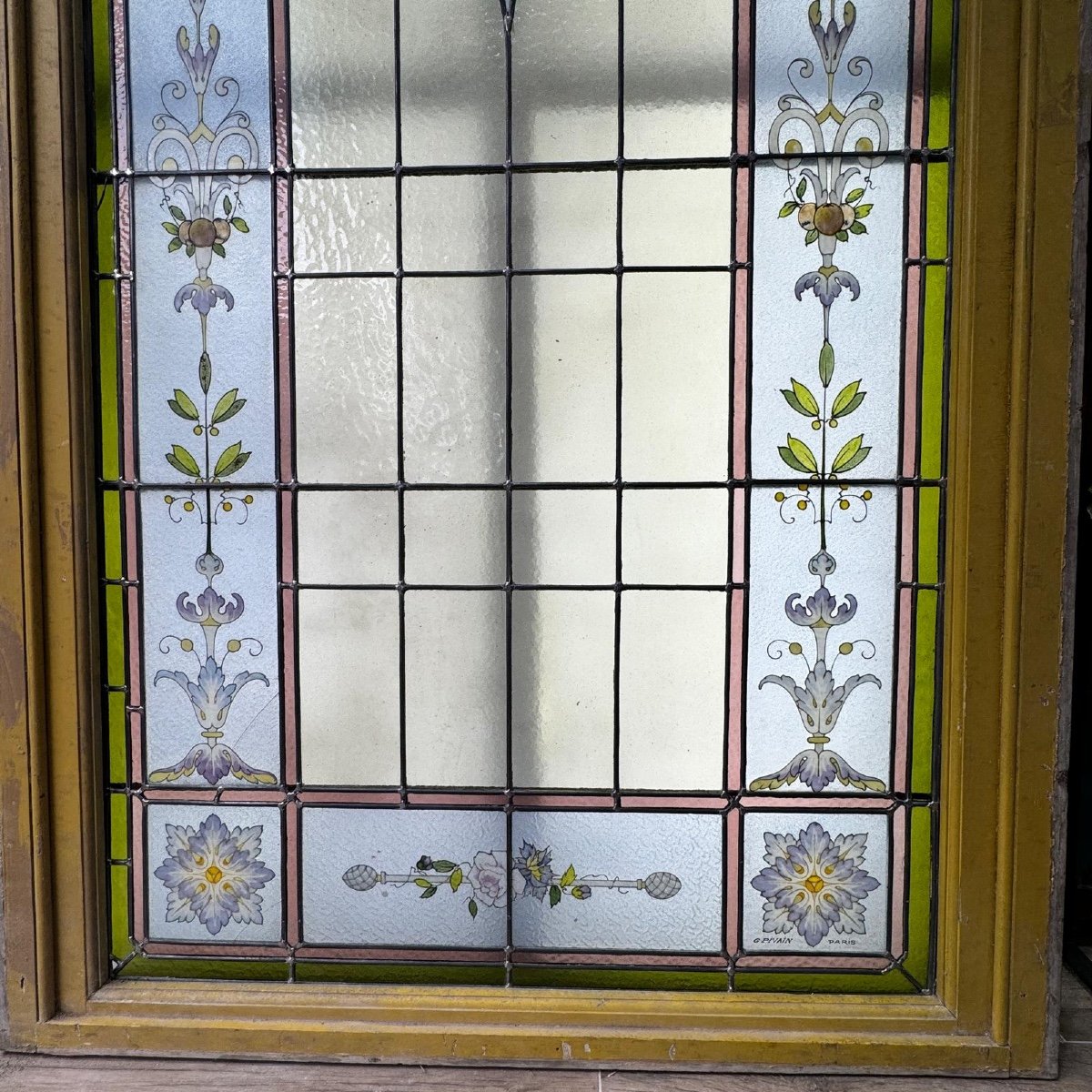 Stained Glass Window With Architectural Decor (204 X 127 Cm)-photo-3