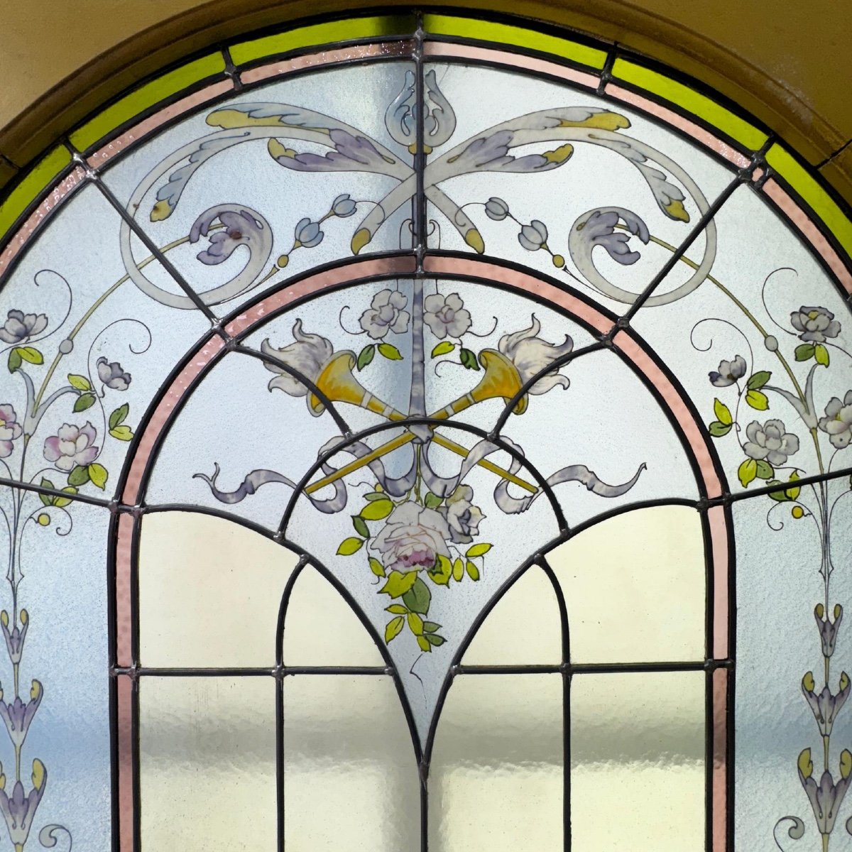 Stained Glass Window With Architectural Decor (204 X 127 Cm)-photo-2