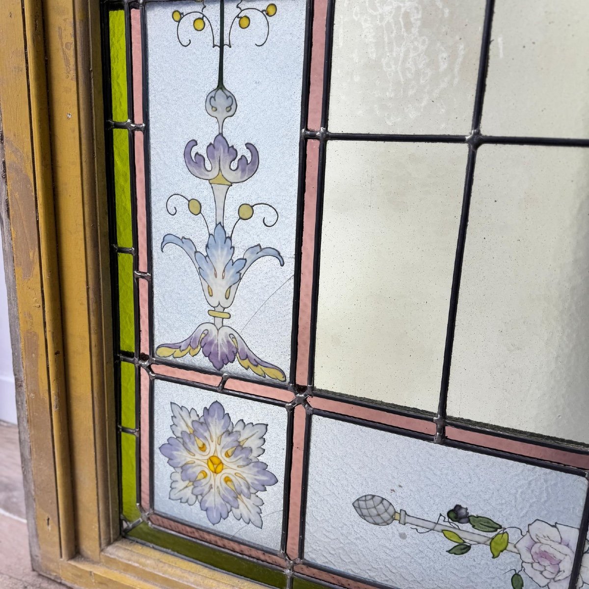Stained Glass Window With Architectural Decor (204 X 127 Cm)-photo-5