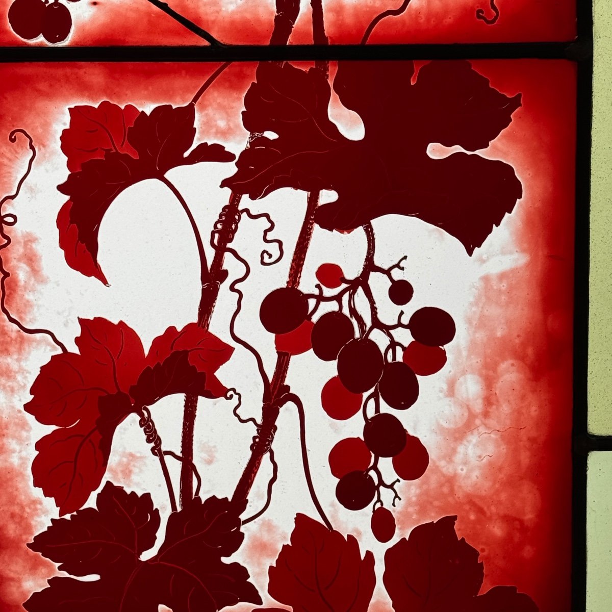 Pair Of Stained Glass Windows With Vines (2) (115 X 92 Cm)-photo-4