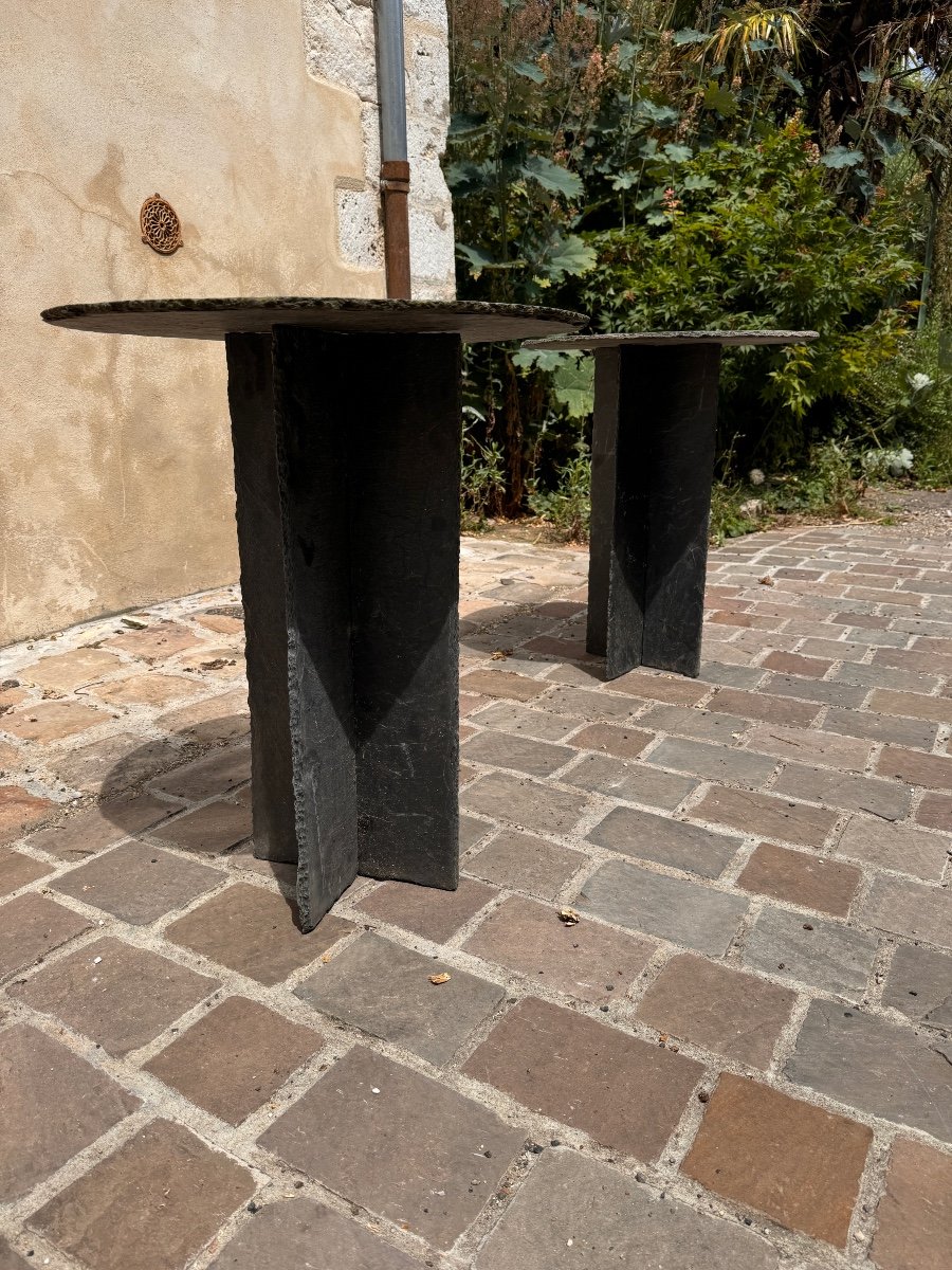 Pair Of Trélazé Slate Pedestal Tables