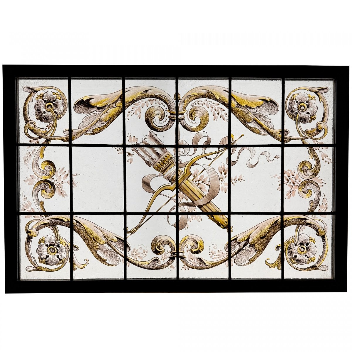 Stained Glass Window Transom With Quiver (54 X 82 Cm)