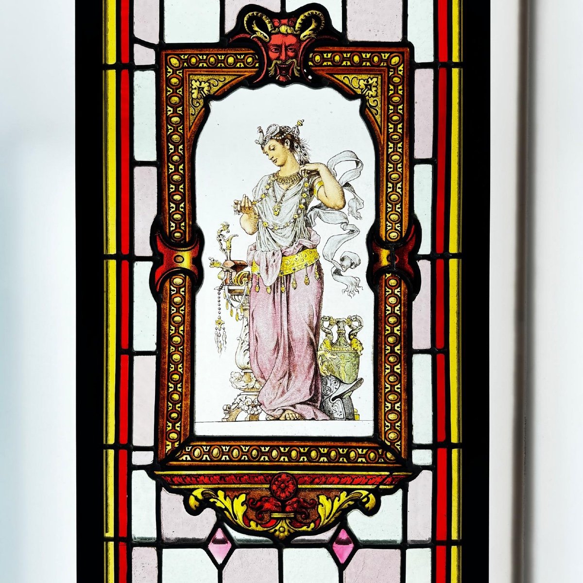 Stained Glass Window With Oriental Dancer (219 X 45 Cm)-photo-2