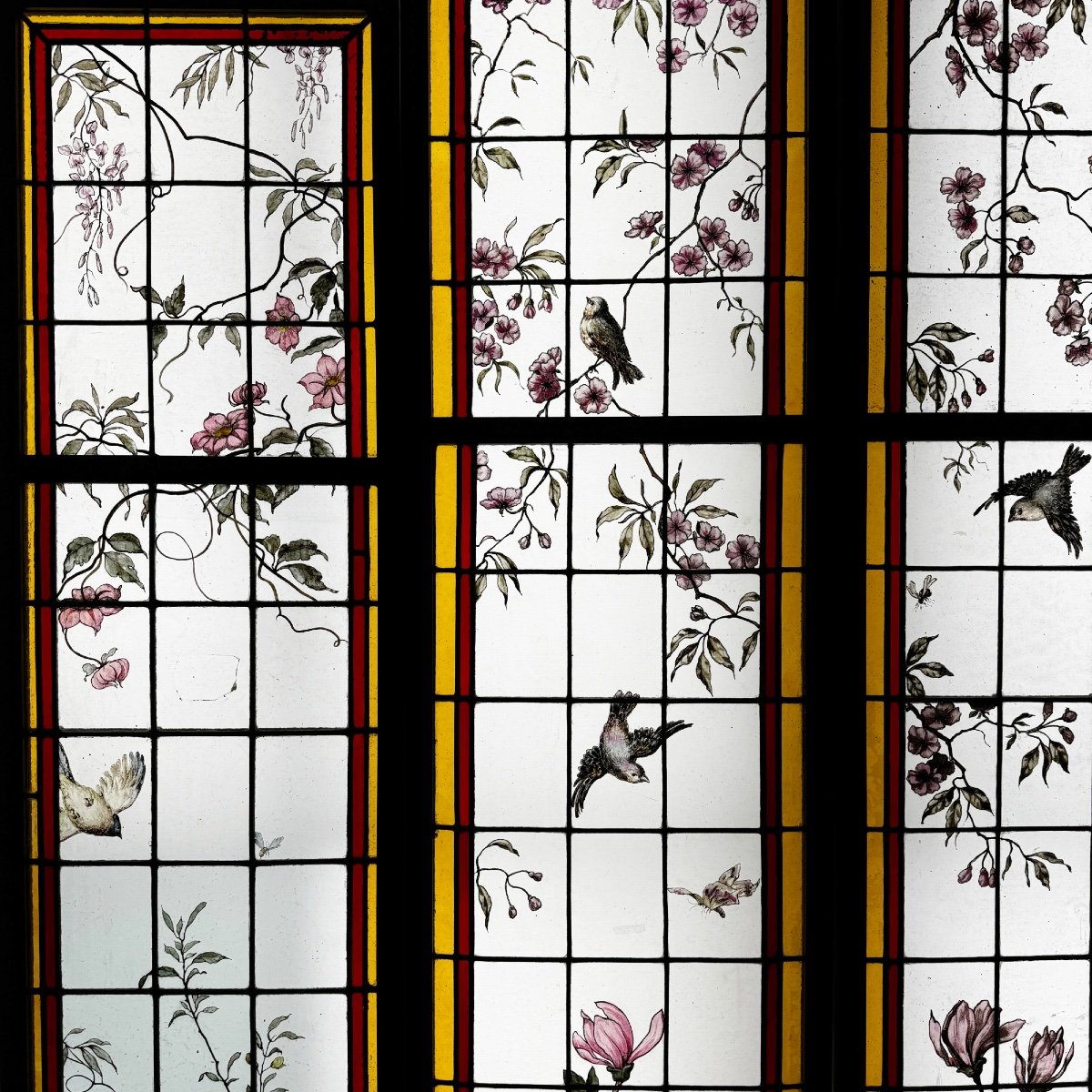 Stained Glass Windows With Flowers And Birds (223 X 180 Cm)-photo-2