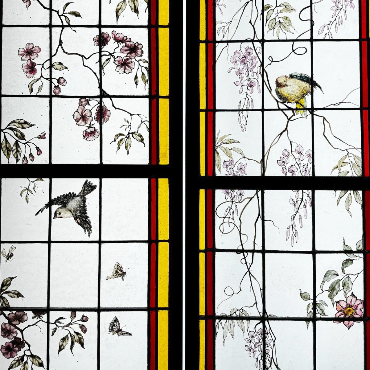 Stained Glass Windows With Flowers And Birds (223 X 180 Cm)-photo-4