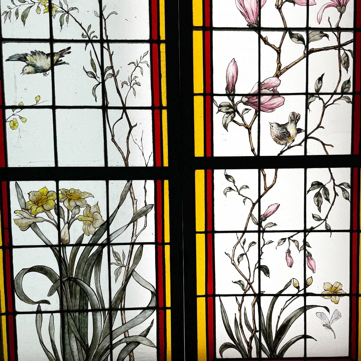 Stained Glass Windows With Flowers And Birds (223 X 180 Cm)-photo-1