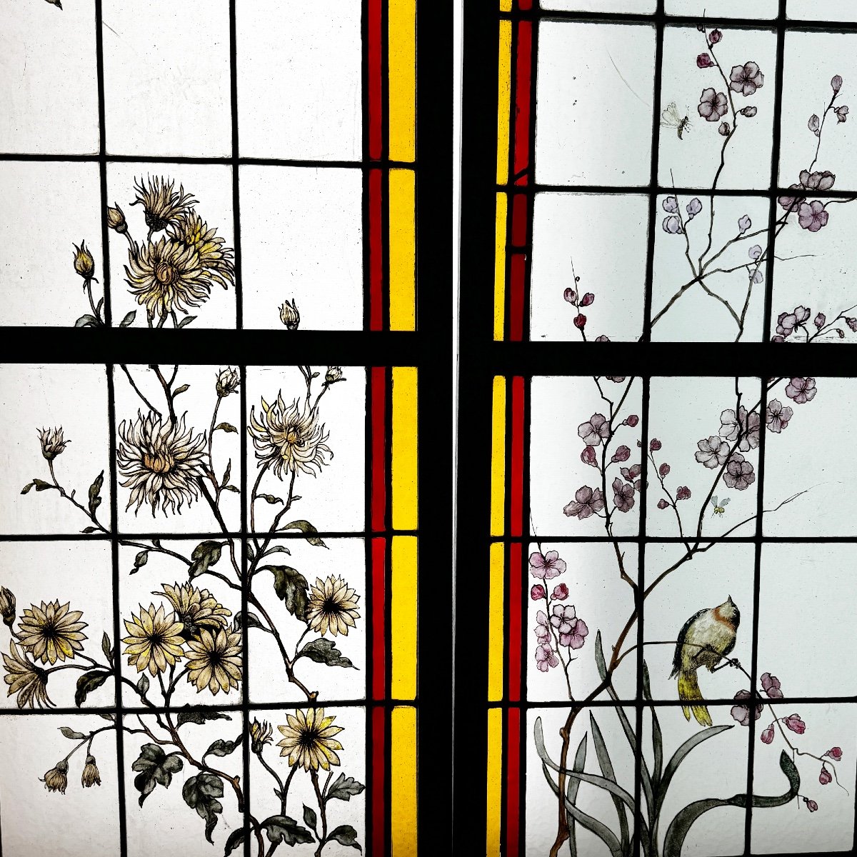 Stained Glass Windows With Flowers And Birds (223 X 180 Cm)-photo-2