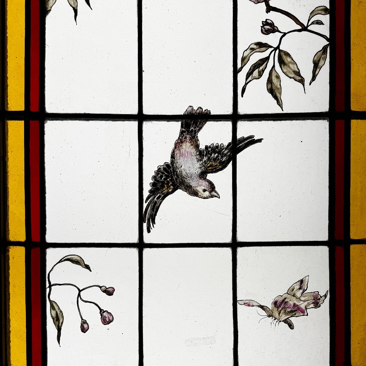 Stained Glass Windows With Flowers And Birds (223 X 180 Cm)-photo-4