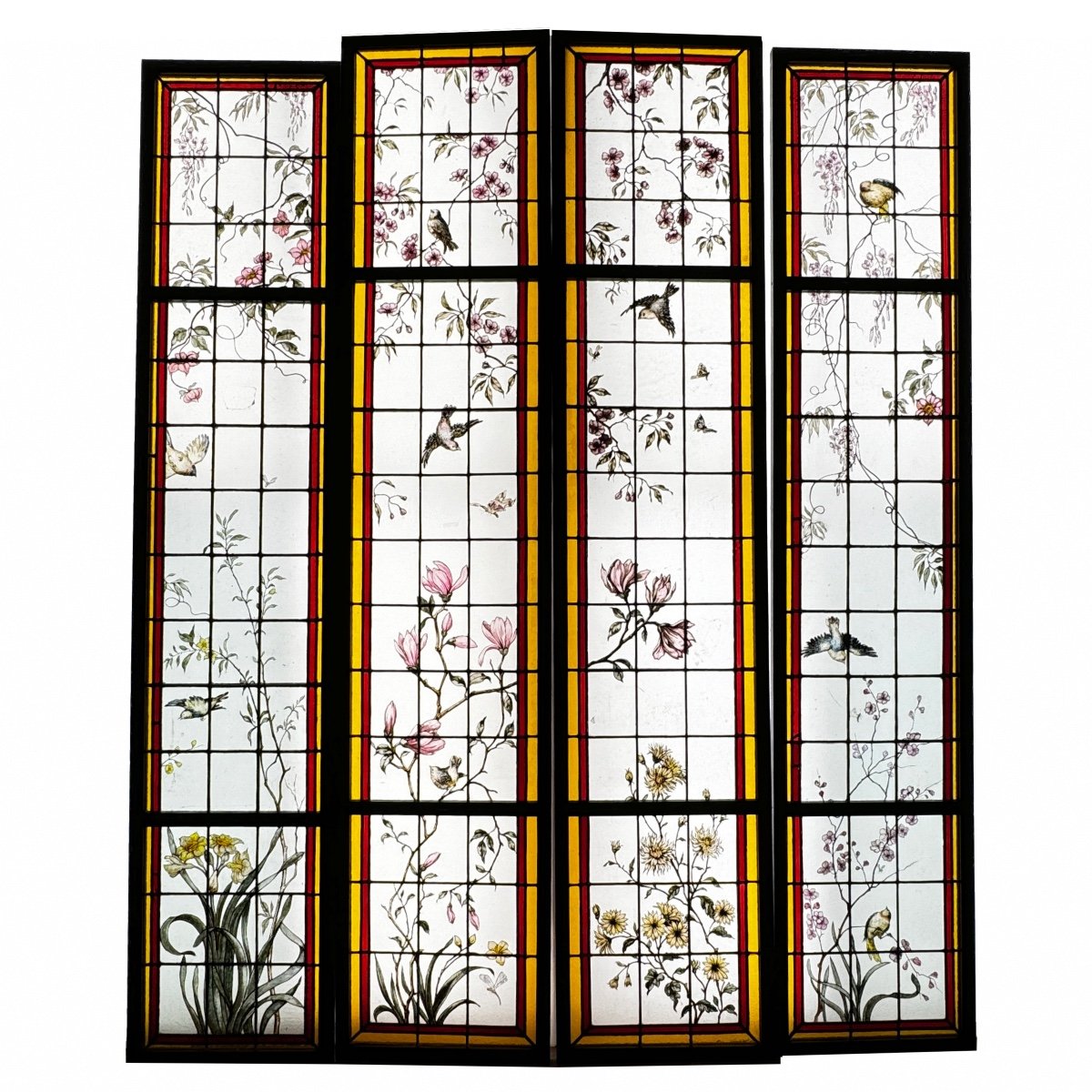 Stained Glass Windows With Flowers And Birds (223 X 180 Cm)