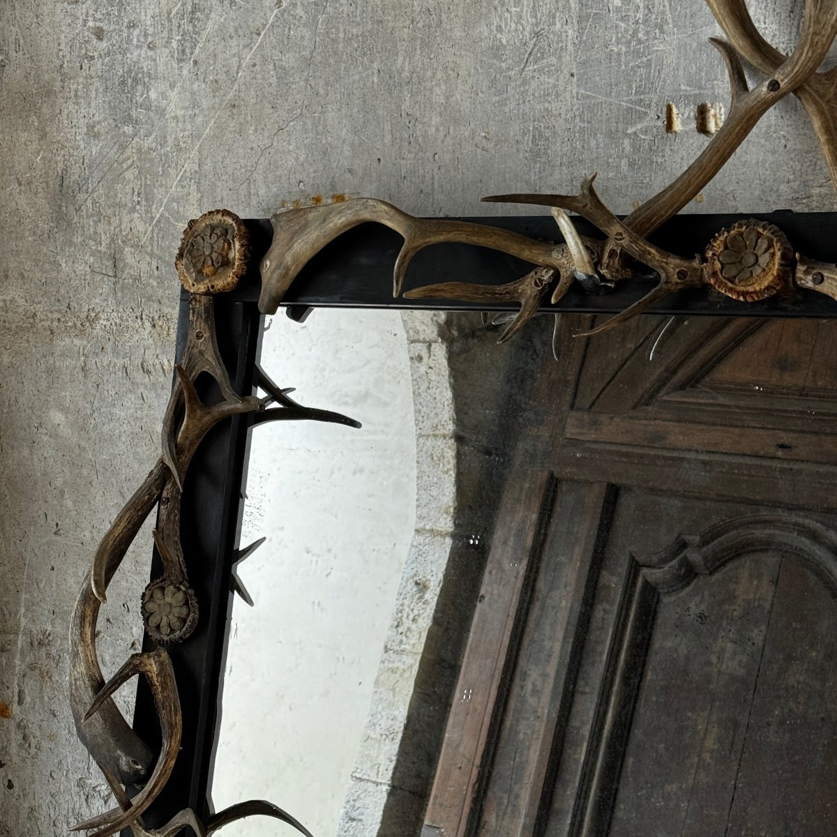 Mirror With Deer Antlers H115cm L125cm-photo-2