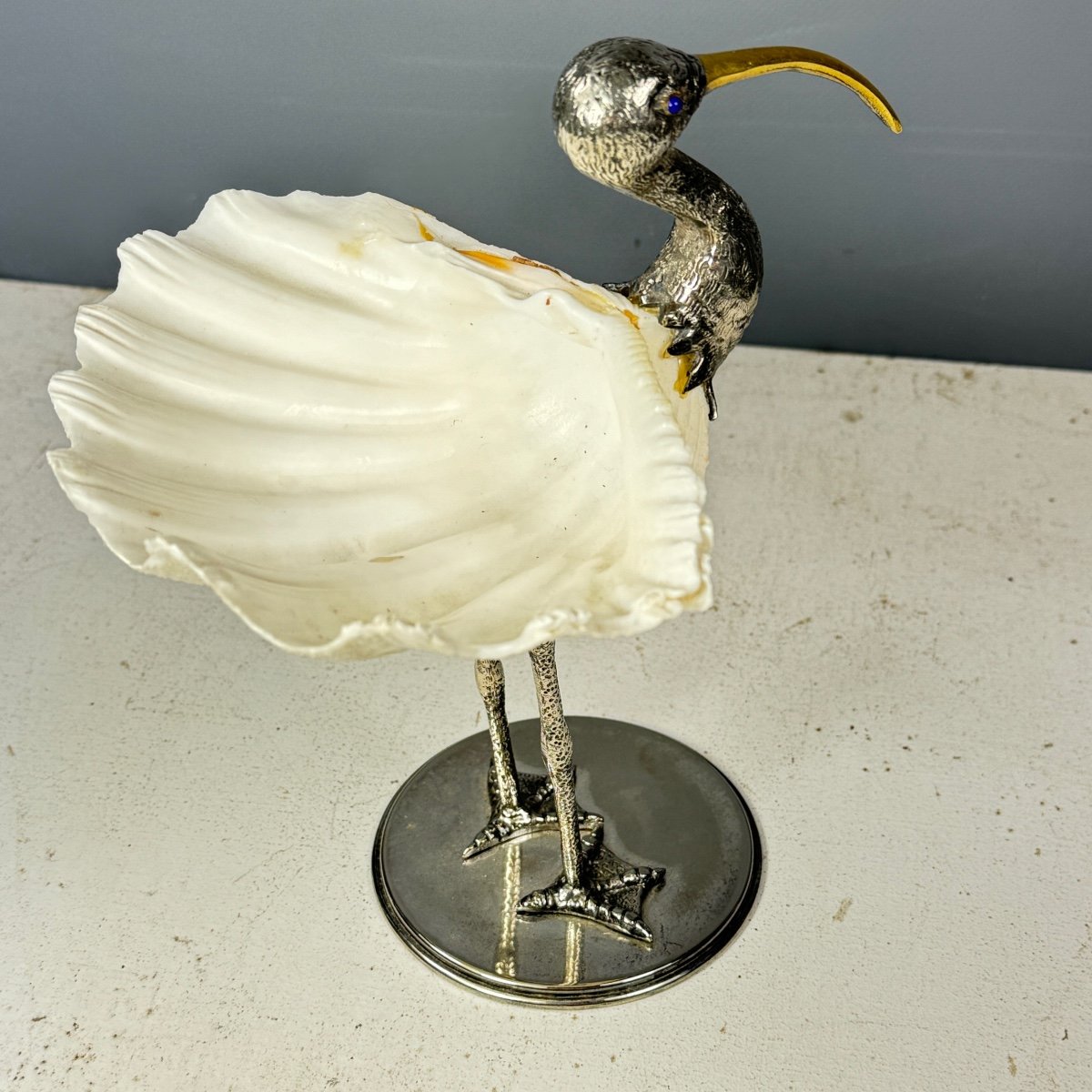 Ibis In Silver Bronze And Shell-photo-5