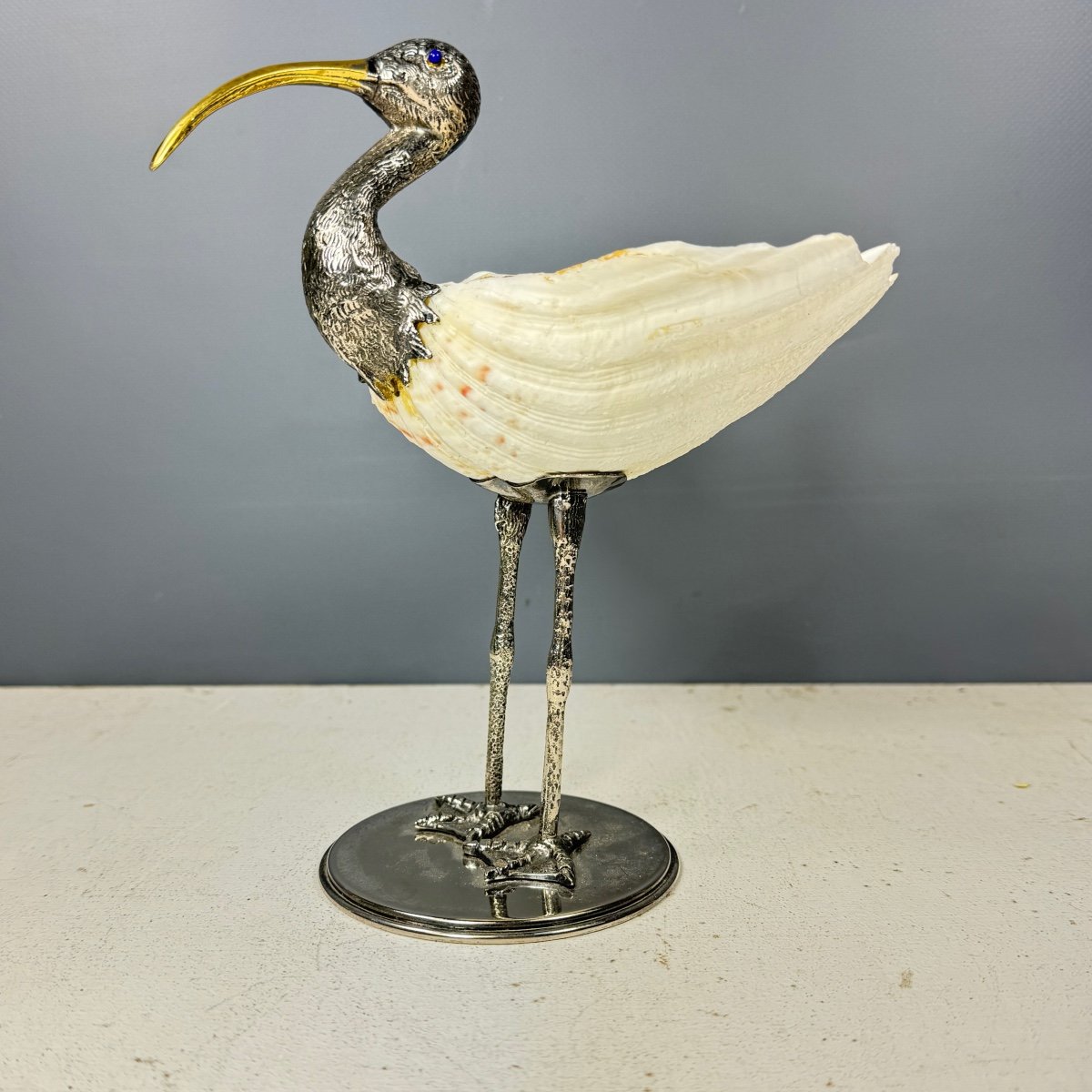 Ibis In Silver Bronze And Shell