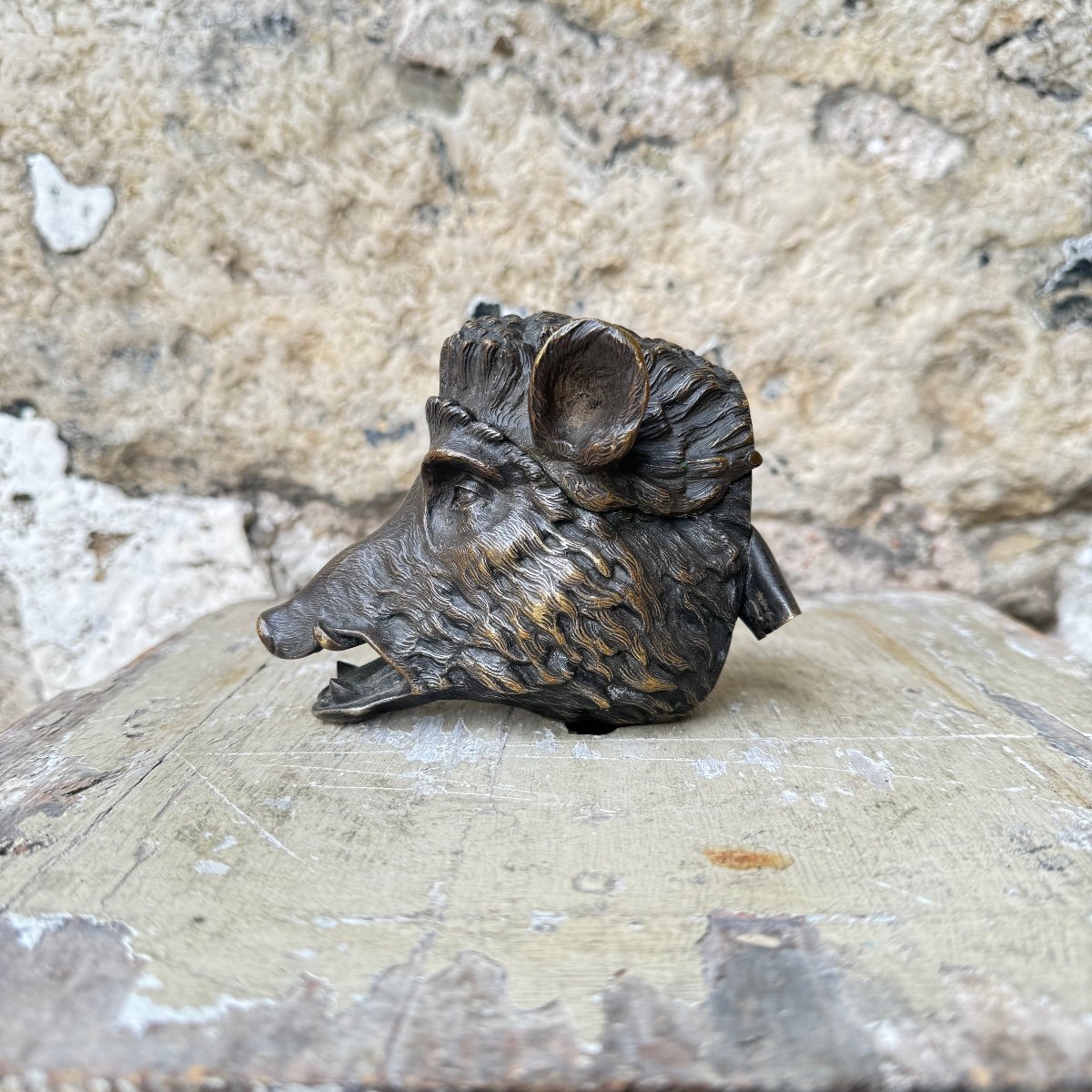 Bronze Boar's Head Inkwell-photo-2