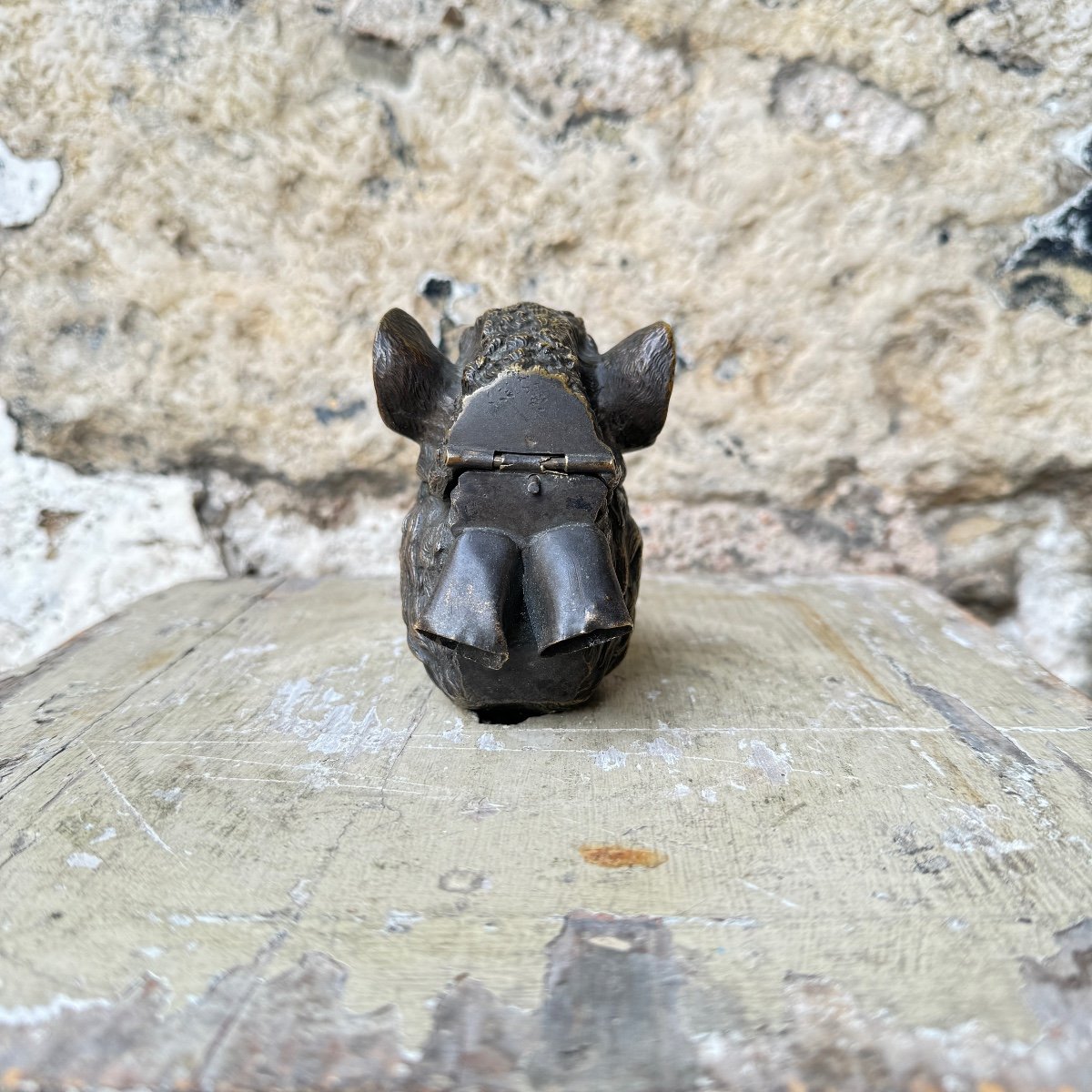 Bronze Boar's Head Inkwell-photo-3