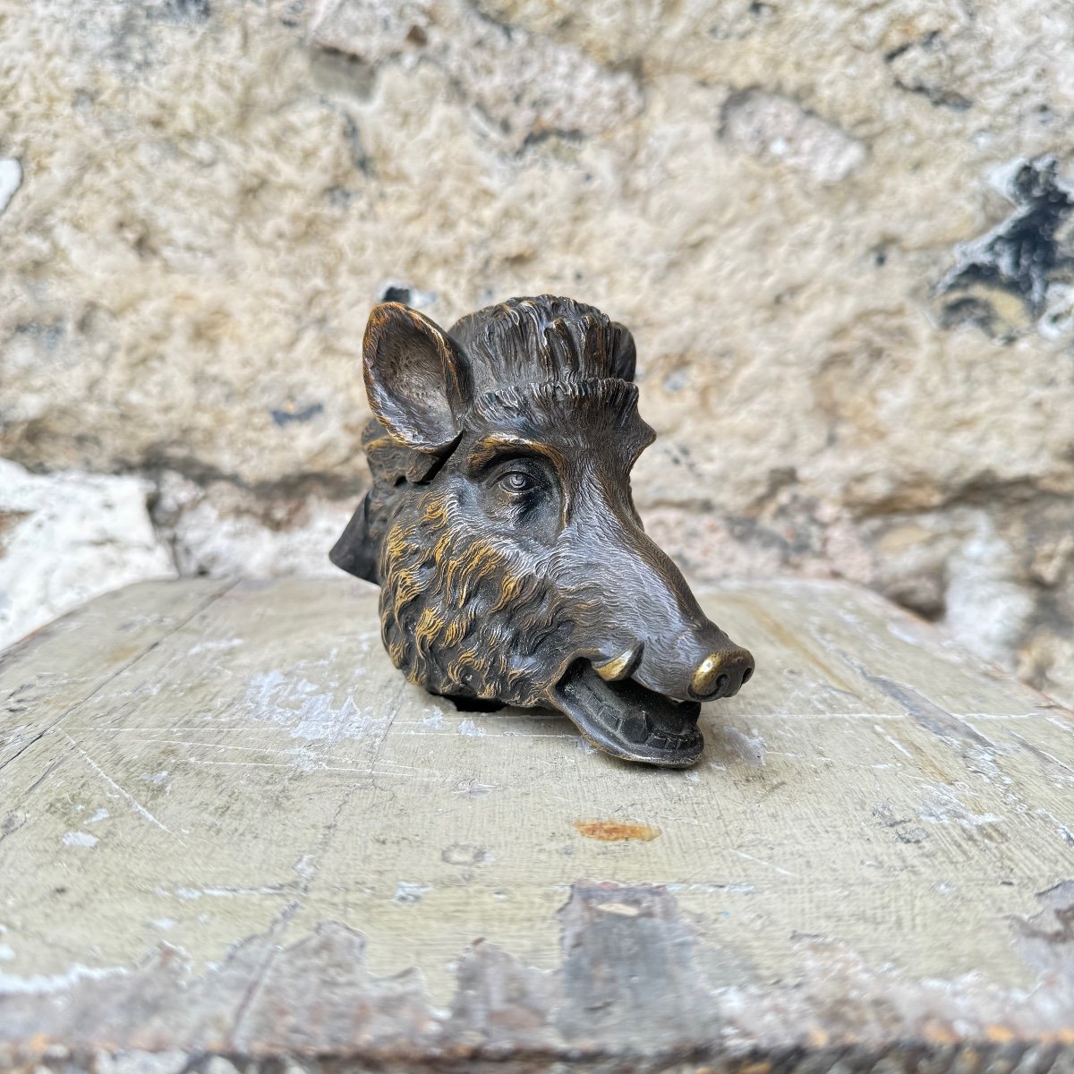 Bronze Boar's Head Inkwell-photo-1