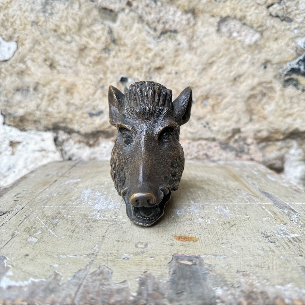 Bronze Boar's Head Inkwell-photo-2