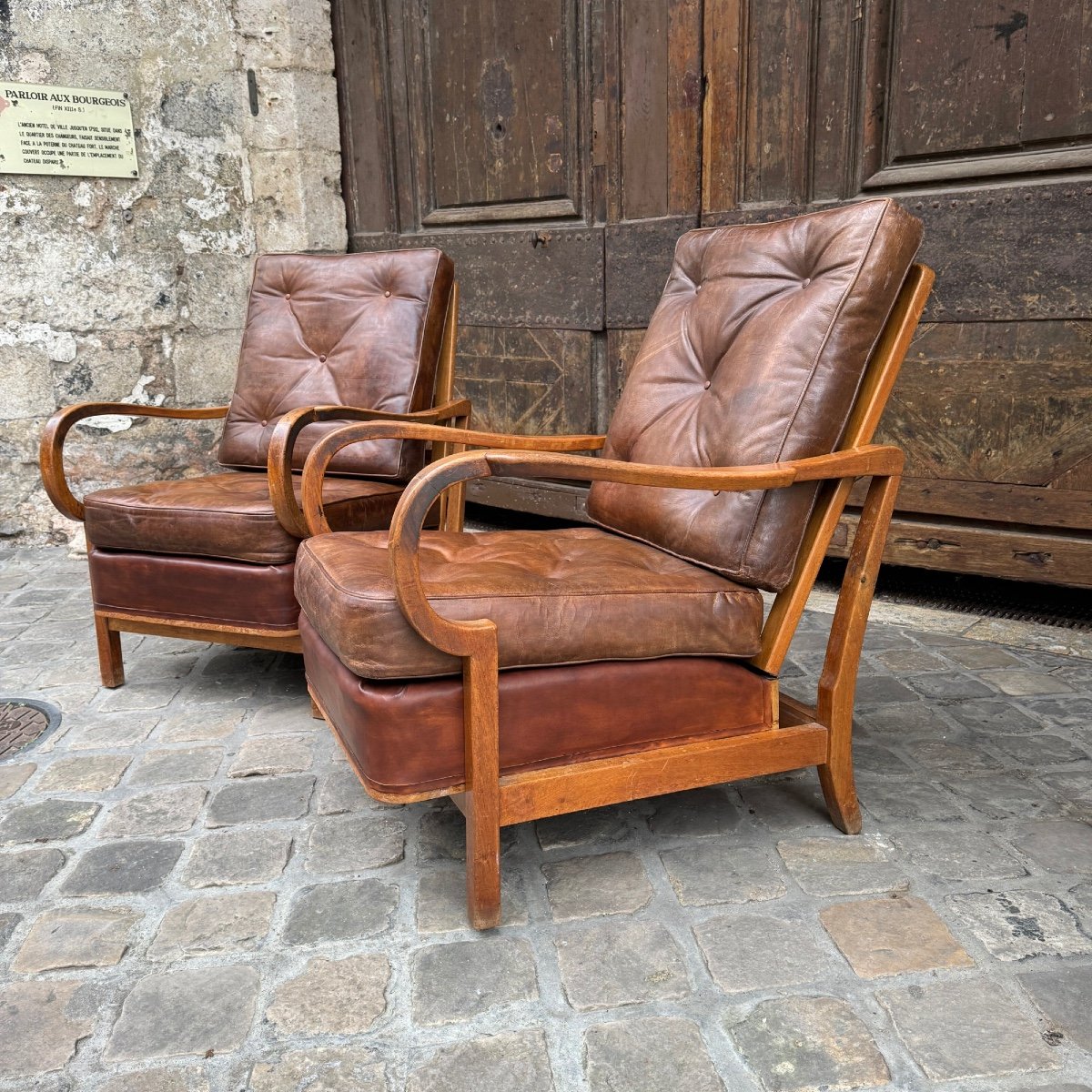 Pair Of Leather Armchairs-photo-4