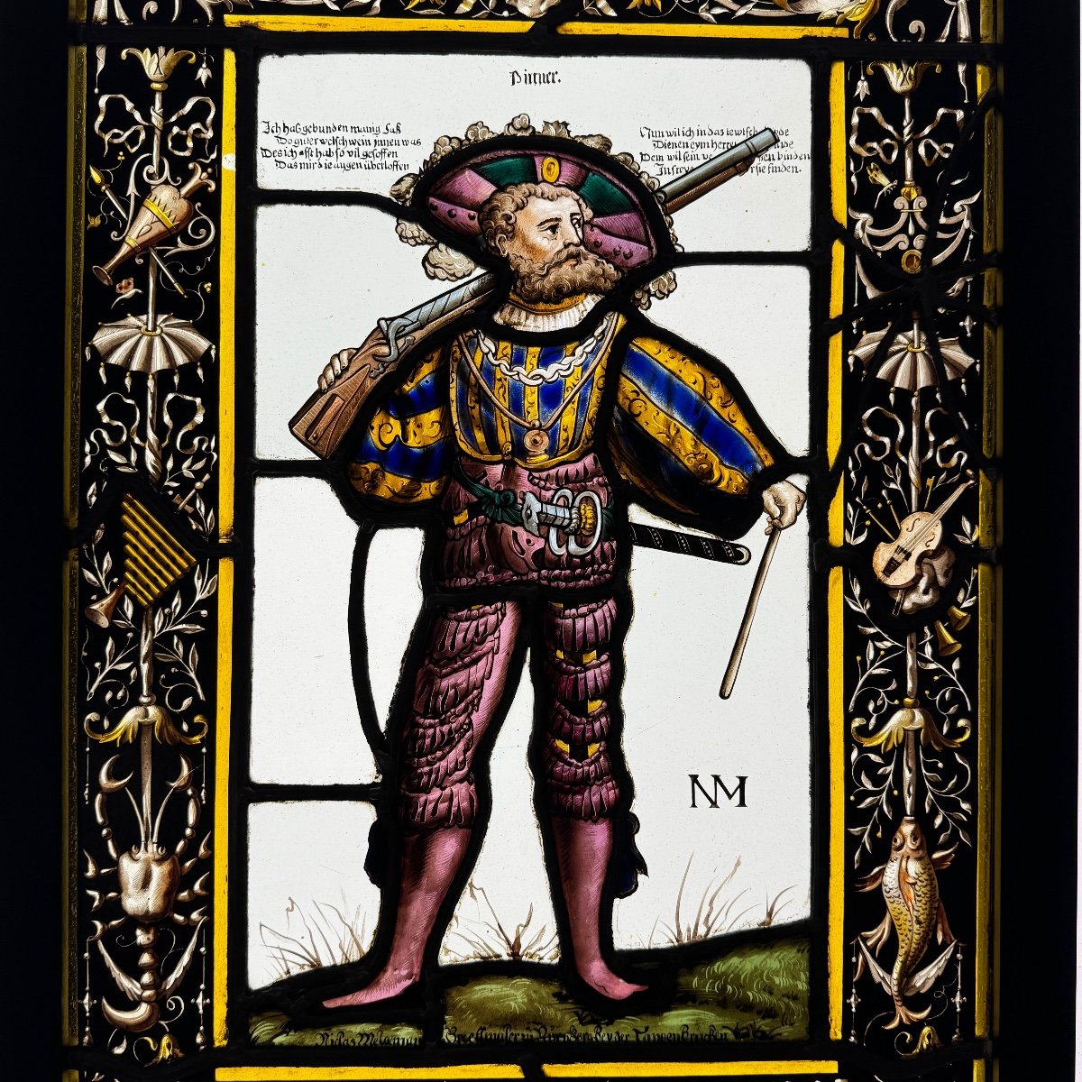 Stained Glass Window Man With Musket #2 (65 X 42 Cm)-photo-2