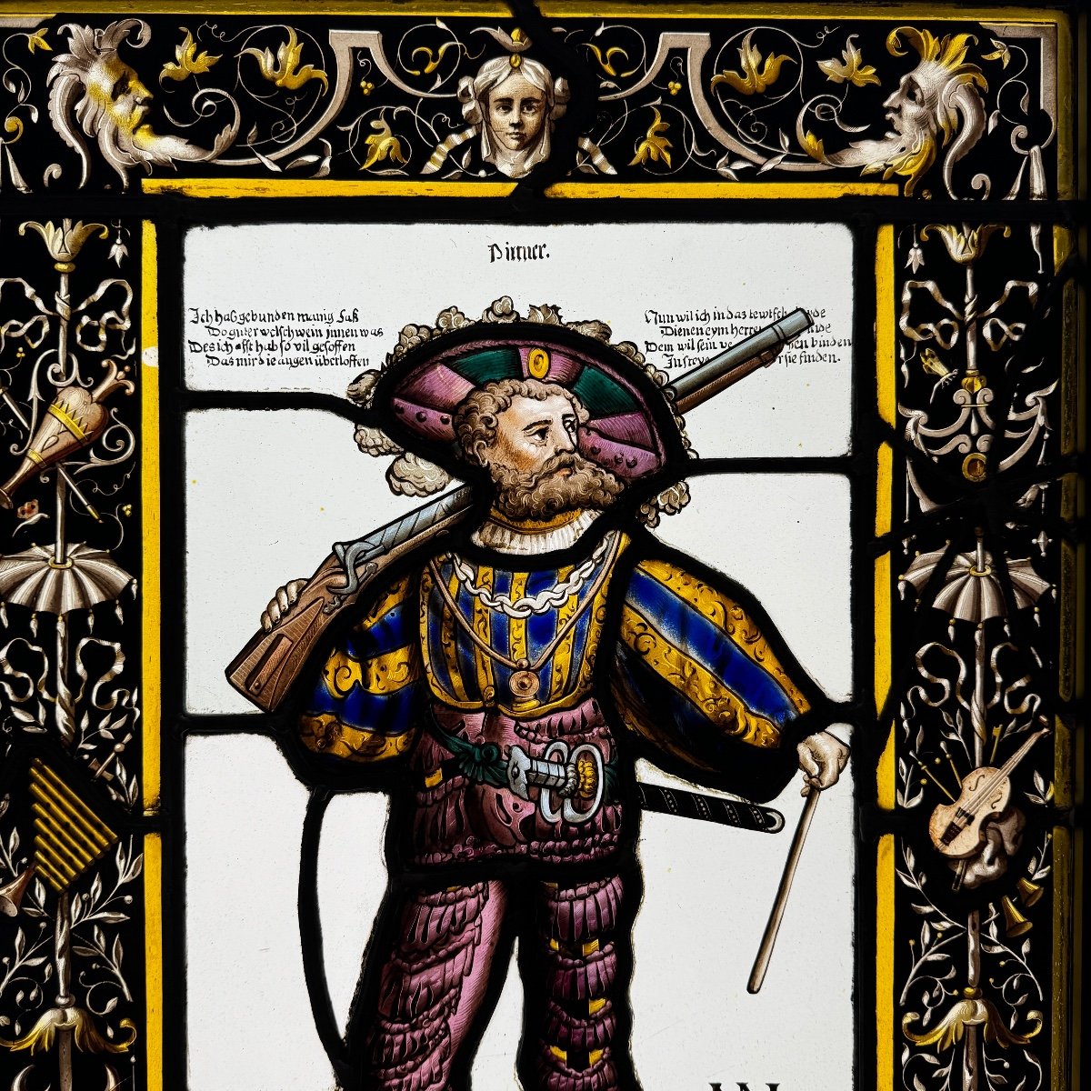 Stained Glass Window Man With Musket #2 (65 X 42 Cm)-photo-3