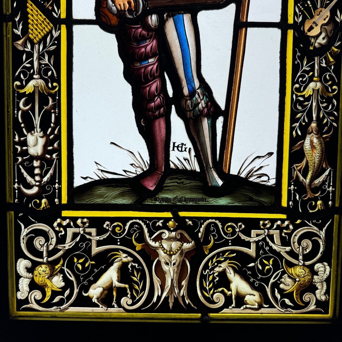 Stained Glass Window With Halberdier (65 X 42 Cm)-photo-3