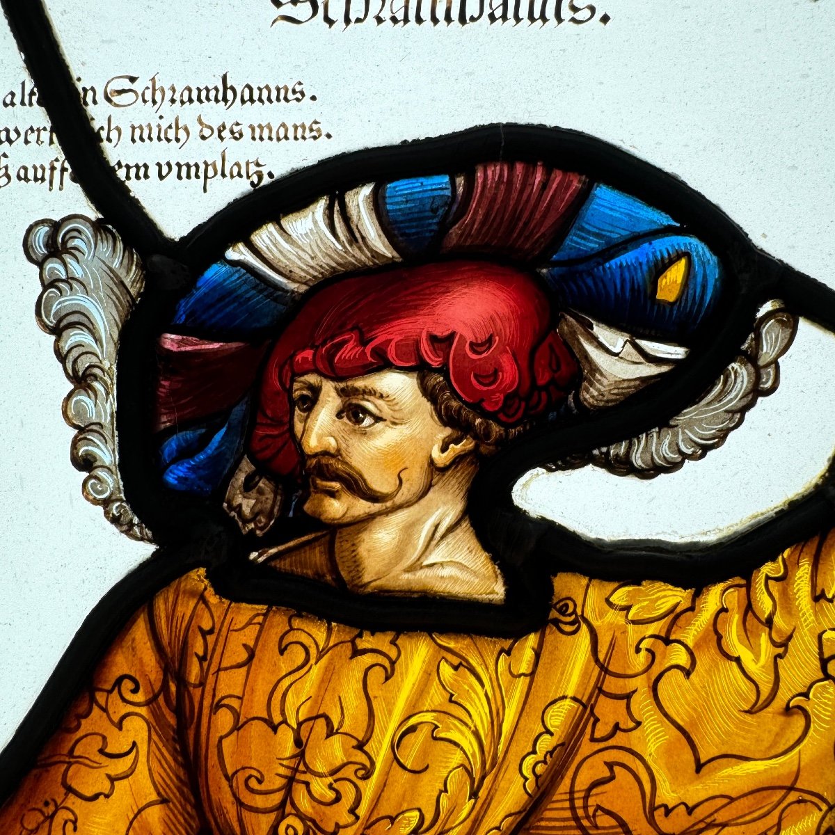 Stained Glass Window With Halberdier (65 X 42 Cm)-photo-1